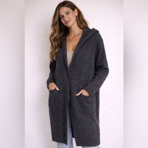 UNIQLO Women’s Hooded Knit Coatigan – Size M – Dark Charcoal